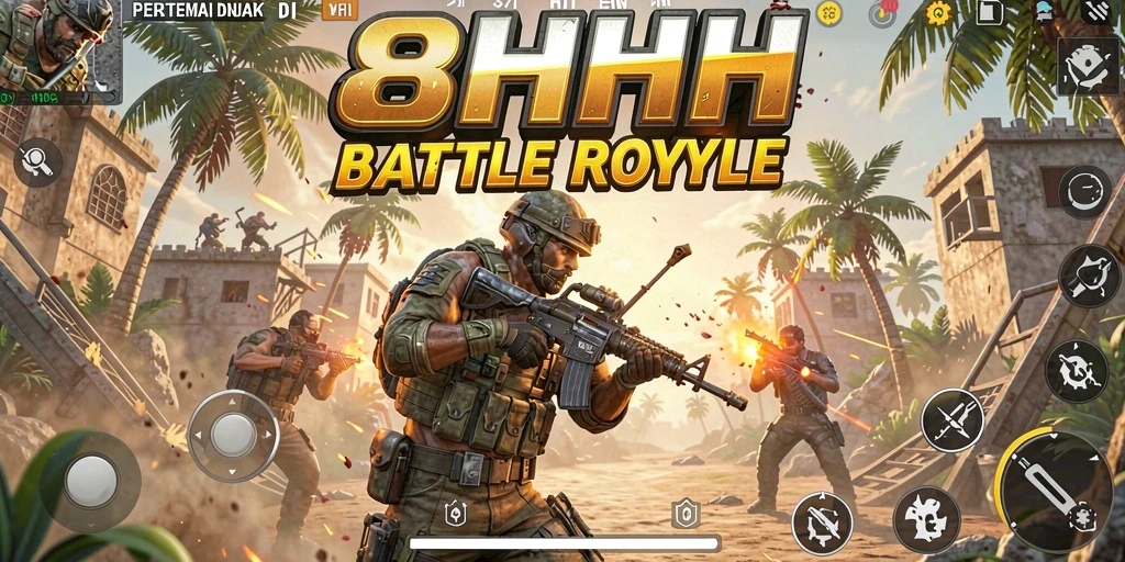 Tampilan aksi seru 8HHH dalam gameplay Battle Royale.