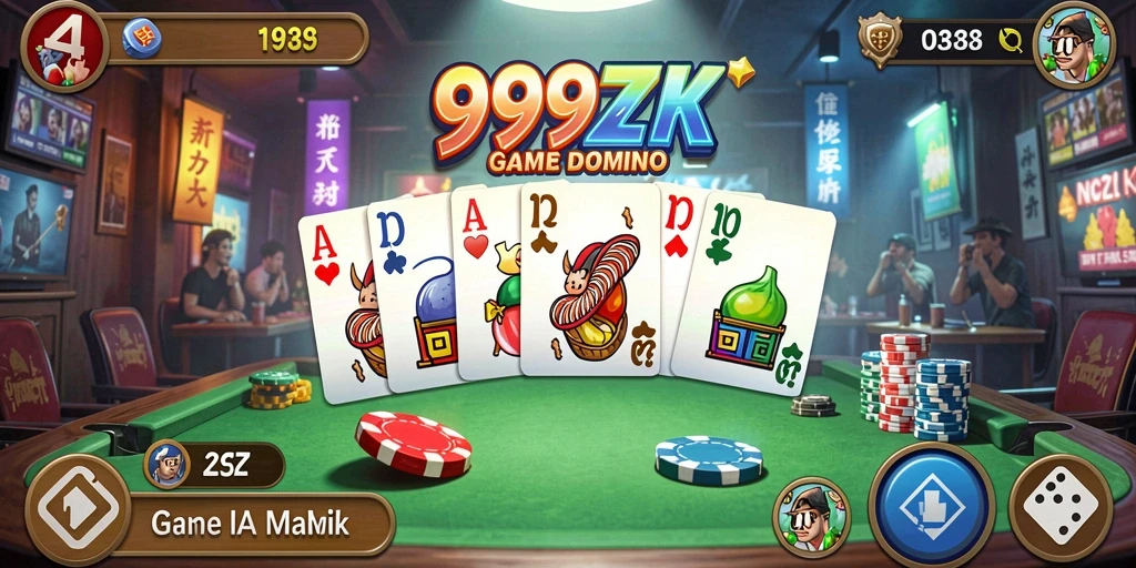 Screenshot gameplay seru dari 999ZK saat bermain Domino.