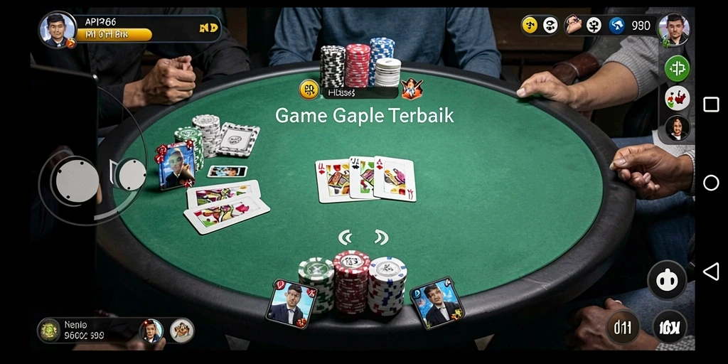Screenshot utama API36 menunjukkan permainan Gaple yang seru dan interaktif.
