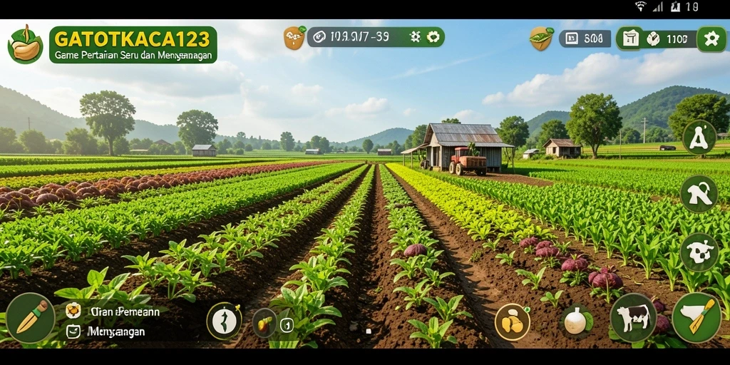 Tampilan gameplay GATOTKACA123 yang menampilkan proses bertani yang seru.