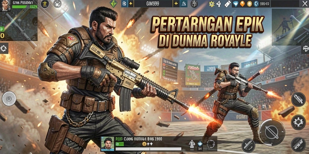 Gameplay seru di arena Battle Royale GIM999.