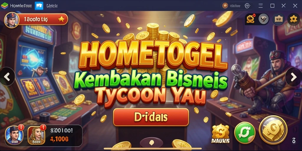 Tampilan gameplay HOMETOGEL dengan elemen Tycoon yang menarik.