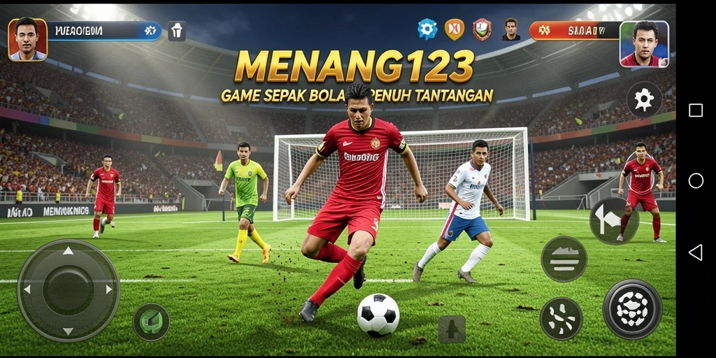Tampilan gameplay menarik dari MENANG123 dengan aksi sepak bola seru.