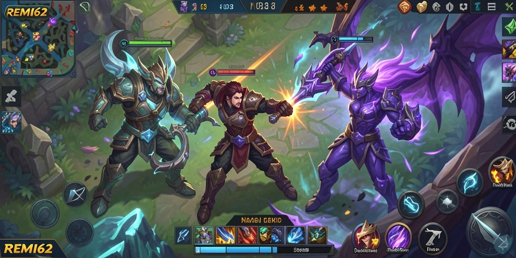 Tampilan gameplay seru dalam pertarungan tim yang menegangkan di REMI62.