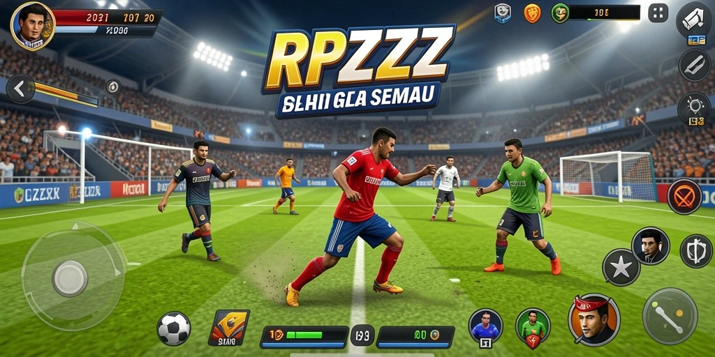 Screenshot utama RPZZZ menampilkan aksi seru dalam permainan olahraga.