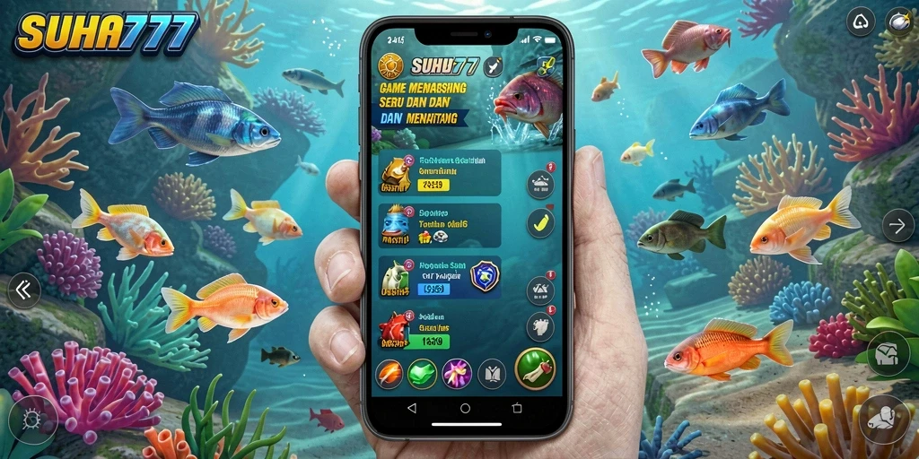 Tampilan gameplay memancing yang mendebarkan di SUHU777.